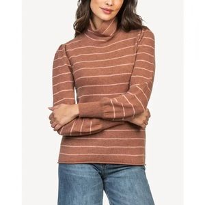Lilla P Striped Cashmere Turtleneck Sweater